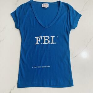FBI baby tee True Vtg Single Stitch Fast But Innocent Size S 90s Y2k Festival